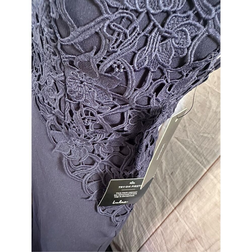 NWT LuLus Navy formal dress lace detail small prom wedding - Picture 5 of 6